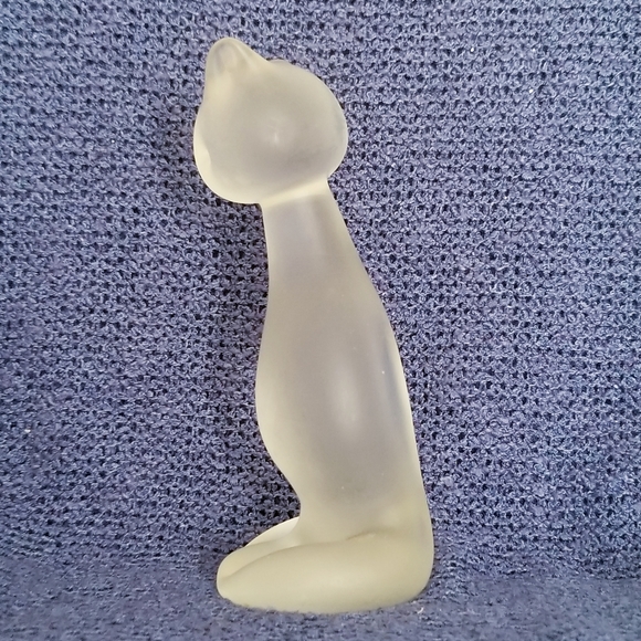 Cool Cat Sculpture Frosted Glass Crystal 6.5" Tall Kitty - Picture 5 of 6